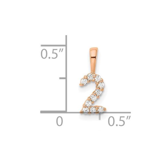 Kazi Luxury 14k Rose Gold Diamond Number 2 Pendant